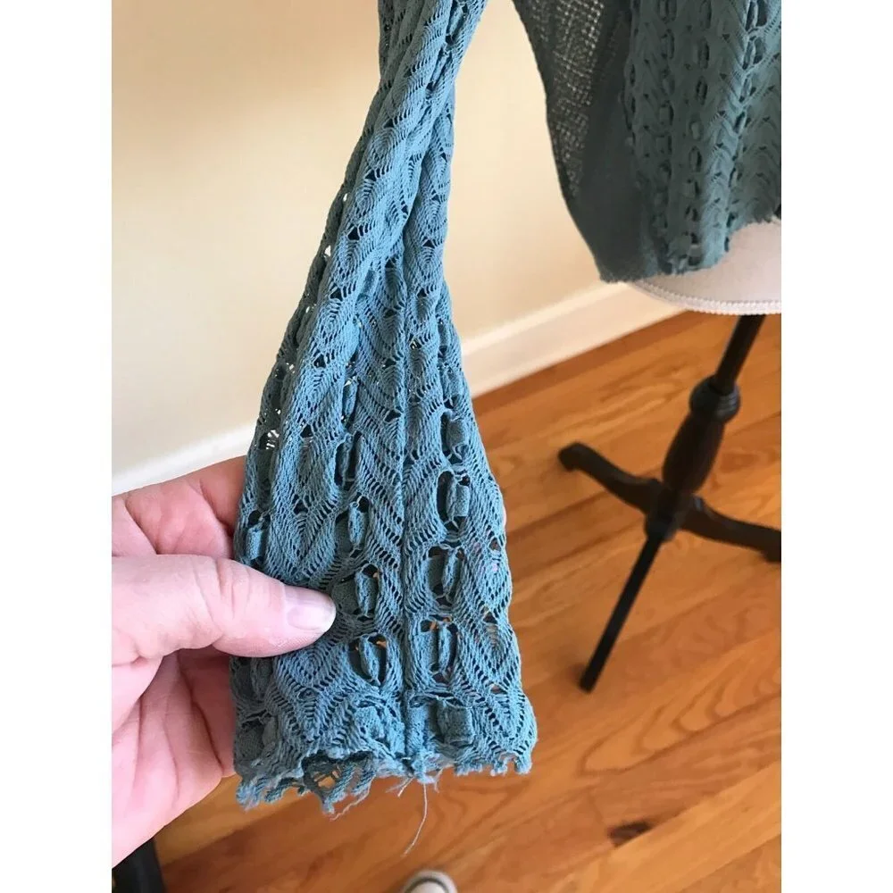 FREE PEOPLE Sage Green Boho  Lace Mesh Long Sleeve